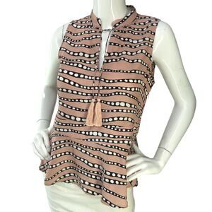Marie Oliver Womens Size S Top Sleeveless Tassled Peplum Silk Hidden Zipper Pink